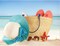 Sea Beach Diamond Painting Kits for Adults,Seaside Landscape Diamond Art,Blue Sky, White Clouds and Sandy Diamond Painting Scenery,Hat and Bag Diamond Painting Wall Decor 12x16in